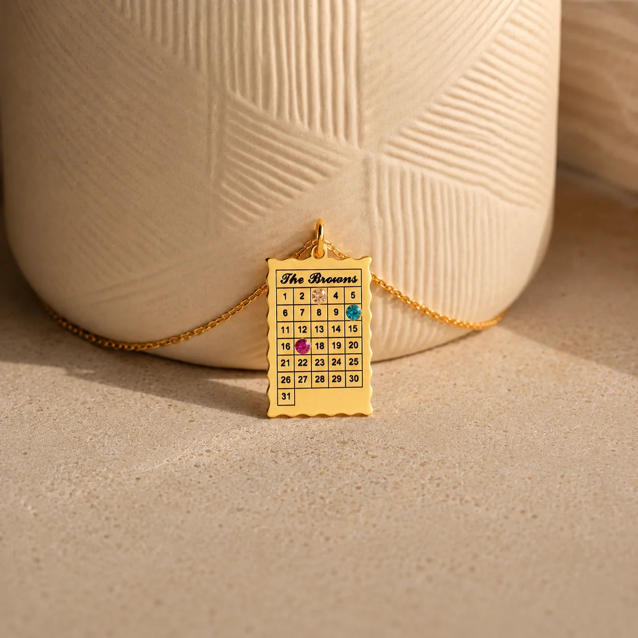 Calendar Birthstone Charm Necklace