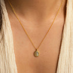 Oval Labradorite Pendant Necklace Silver 18K Gold Plated