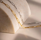 Bold Paperclip Chain Necklace Silver 18K Gold Plated