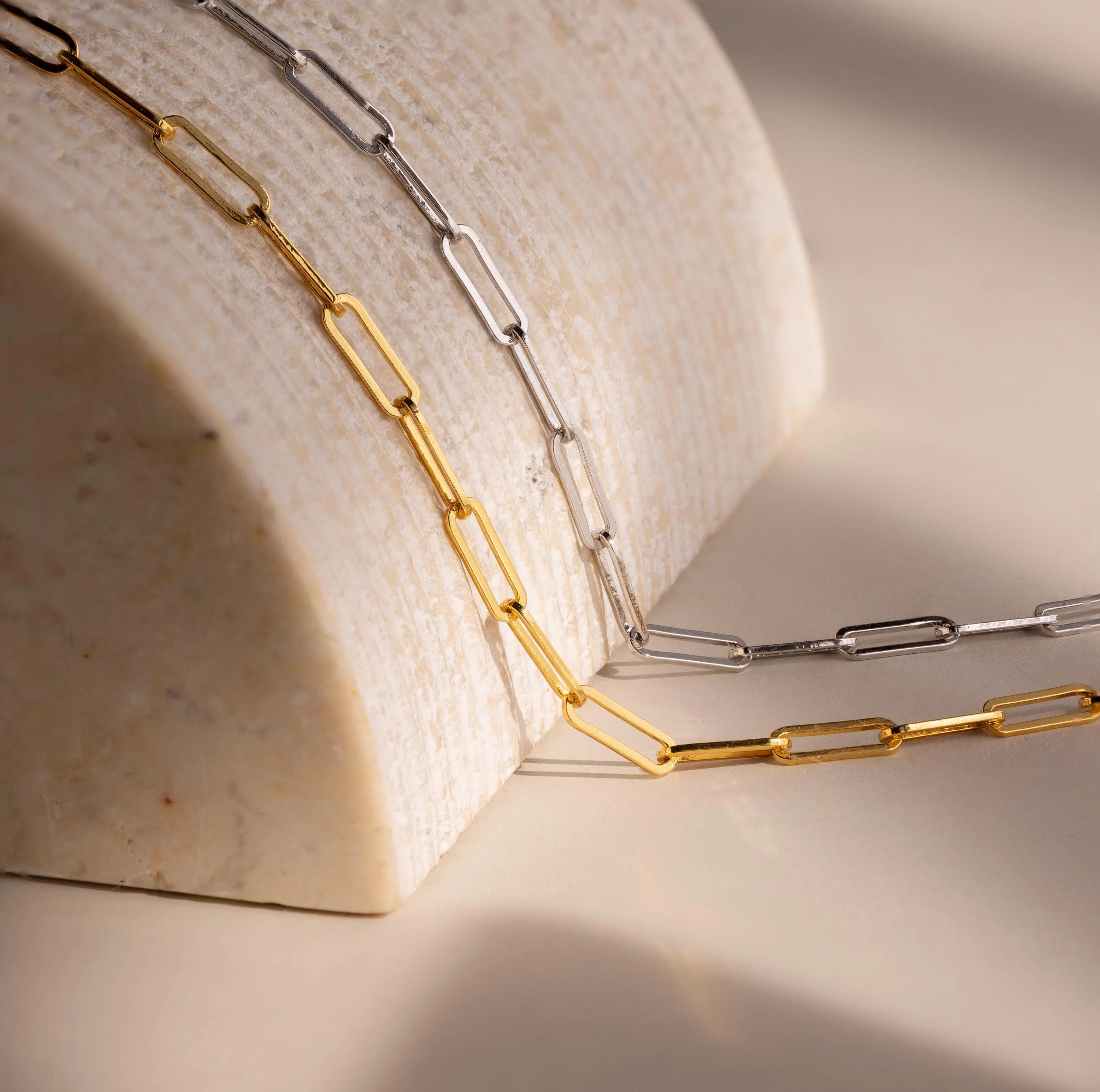 Bold Paperclip Chain Necklace Silver 18K Gold Plated