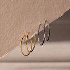Large Thin Hoops Silver 18K Gold Plated