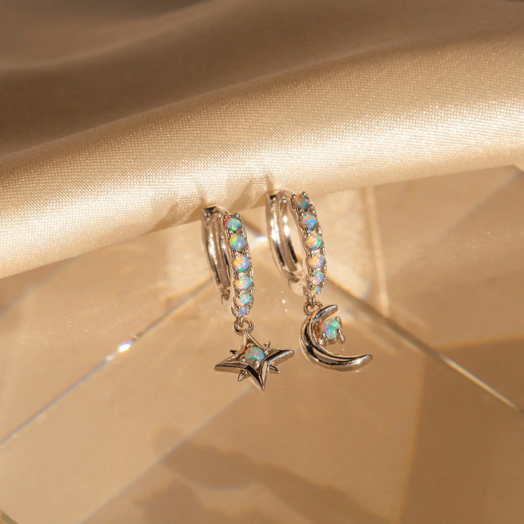 Astra Moon & Star Huggies Silver 18K Gold Plated