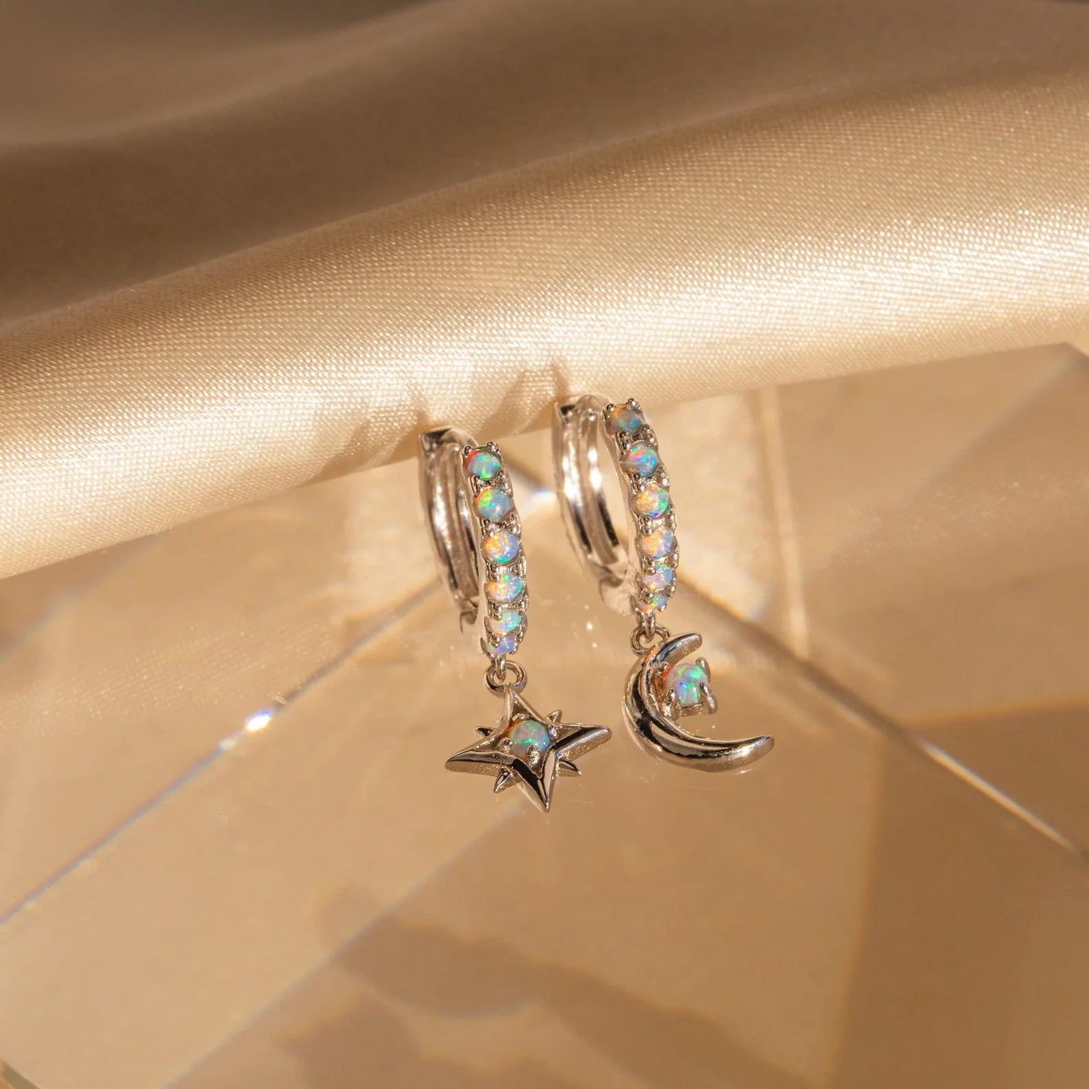 Astra Moon & Star Huggies Silver 18K Gold Plated