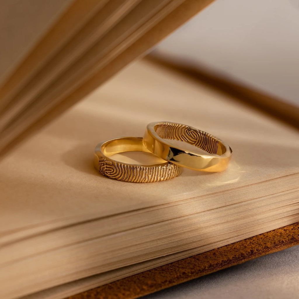 Organic Fingerprint Band Silver 18K Gold Plated