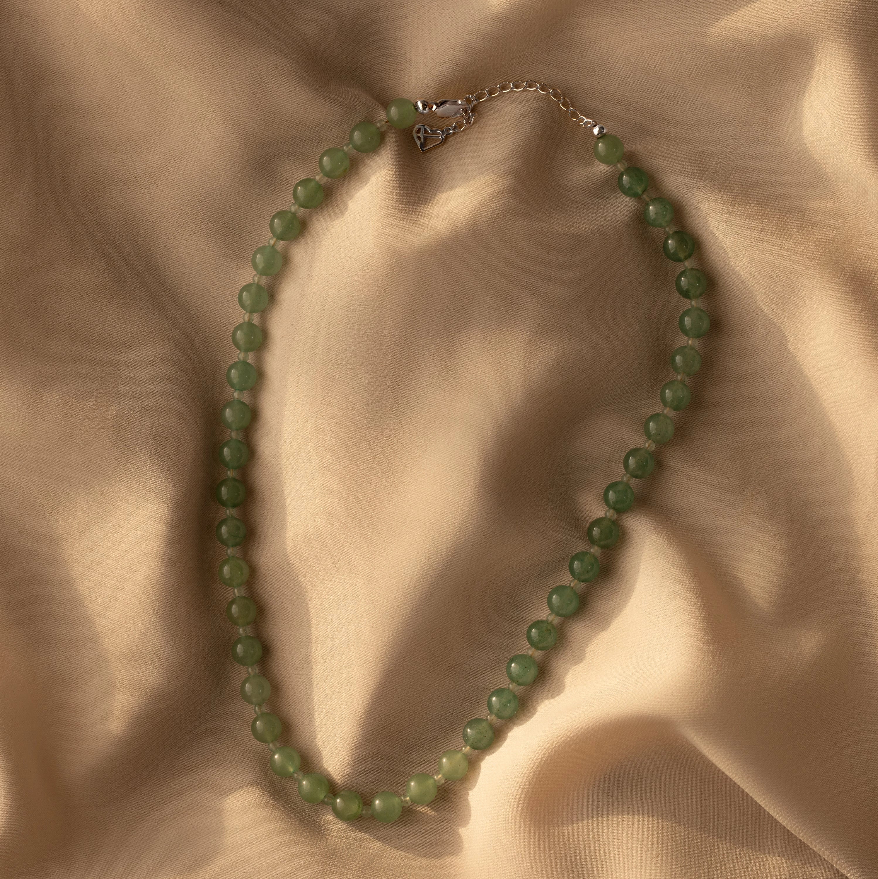 Aventurine Choker Necklace Silver 18K Gold Plated