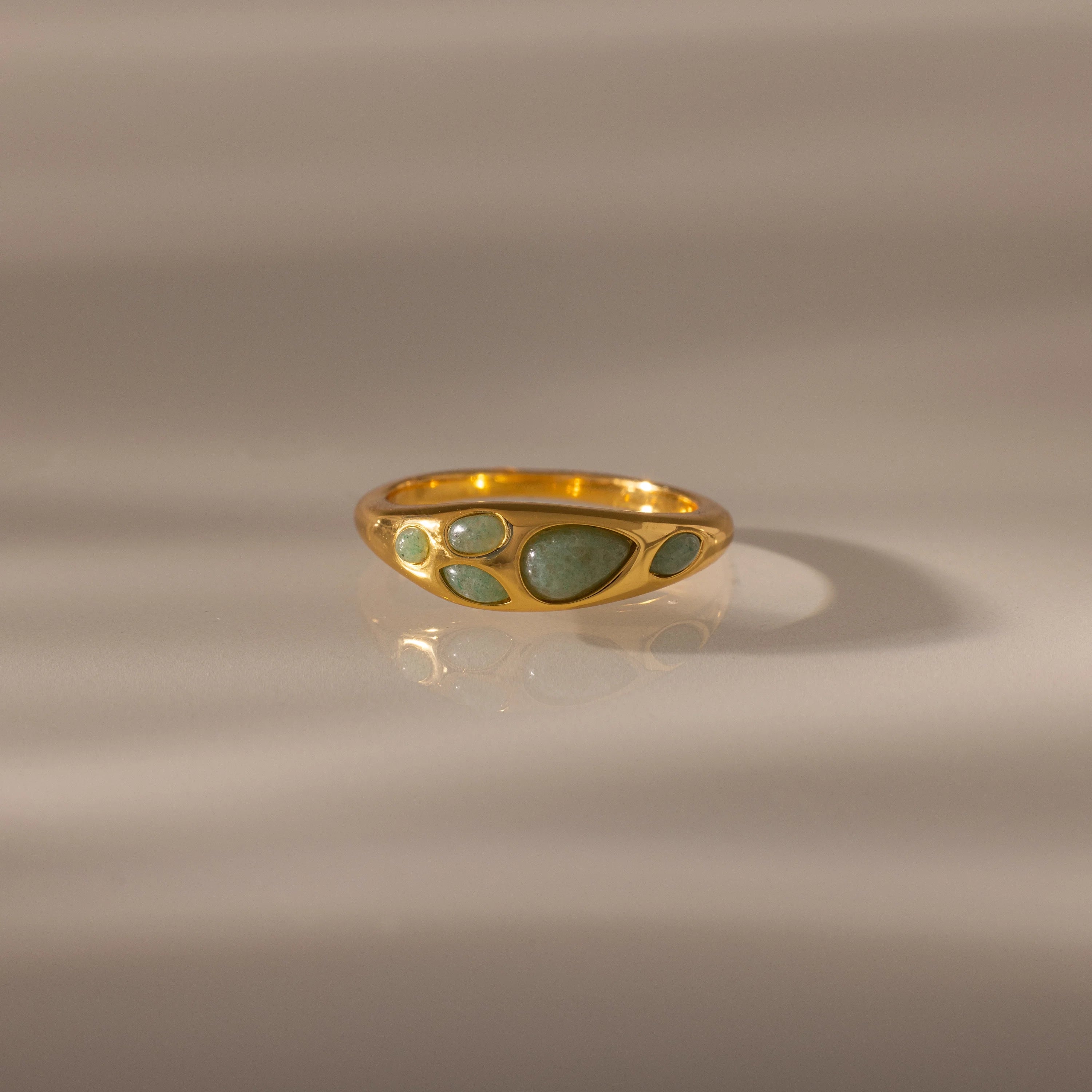 Jade Dewdrop Ring Silver 18K Gold Plated