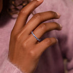 Aquamarine Lace Eternity Ring Silver 18K Gold Plated