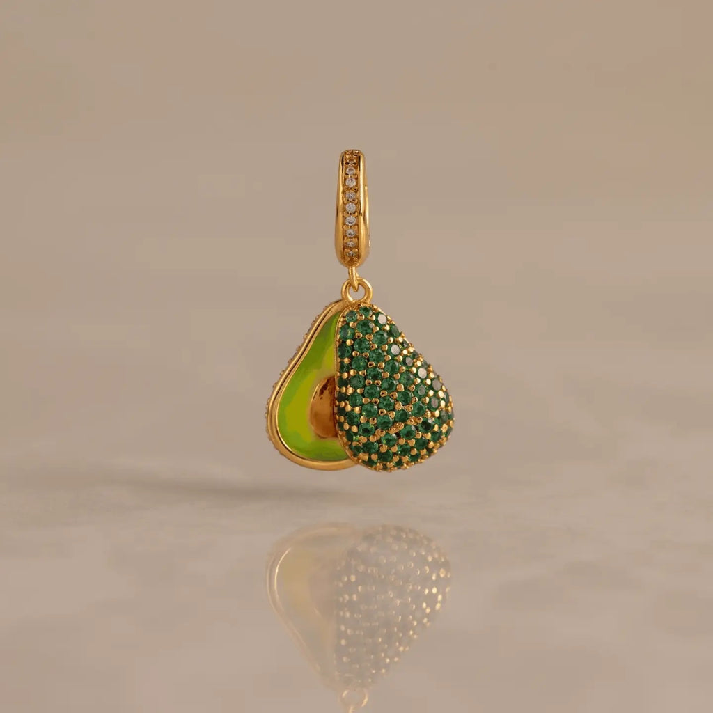 Emerald Avocado Charm Silver 18K Gold Plated