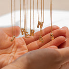 Floating Pave Initial Necklace Silver 18K Gold Plated