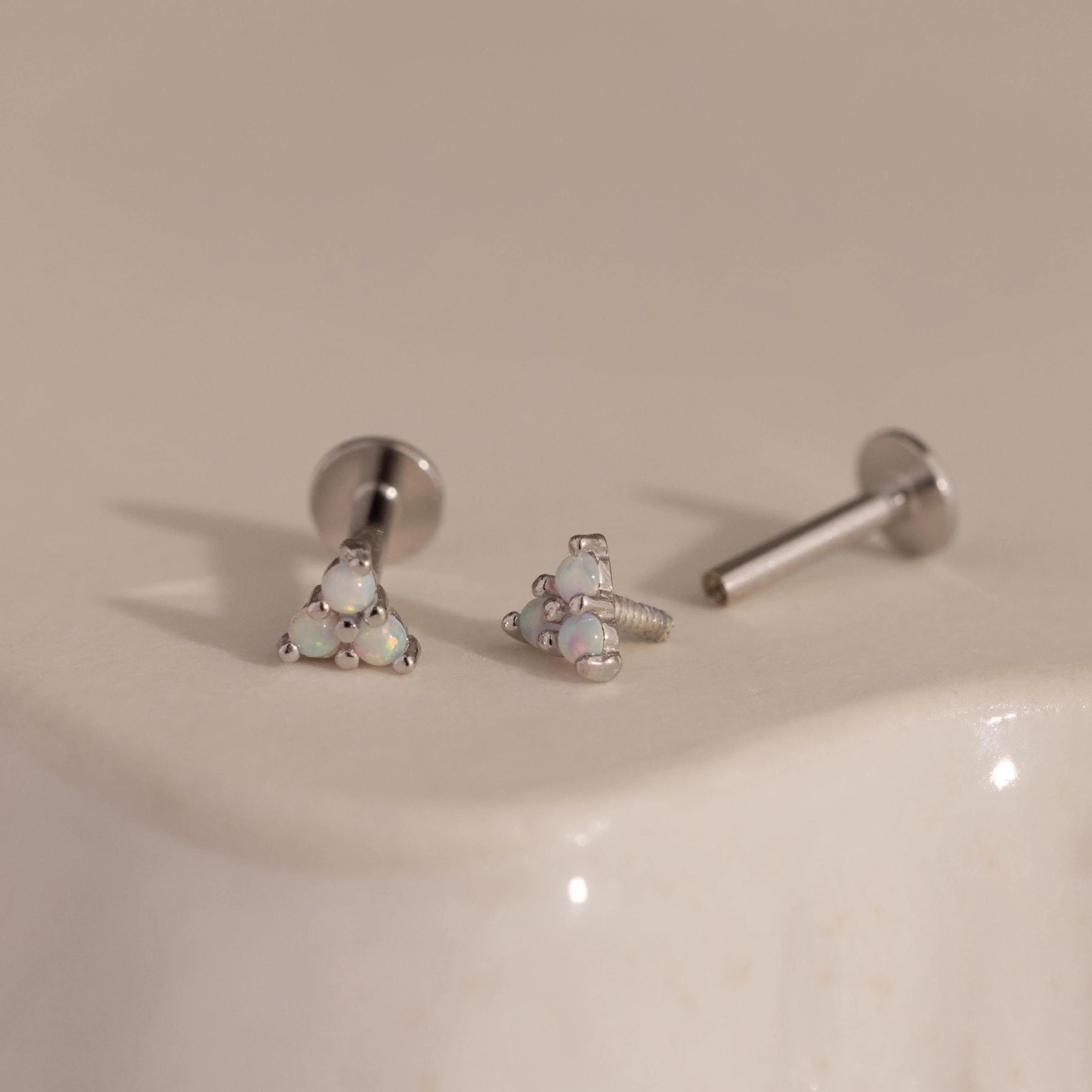 Opal Cluster Flatback Studs Silver 18K Gold Plated