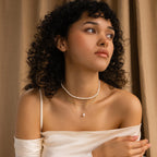 Duo Chain Pearl Necklace Silver 18K Gold Plated