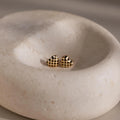 Enamel Covered Checkered Heart Studs Silver 18K Gold Plated