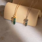 Agate Quartz Necklace Silver 18K Gold Plated