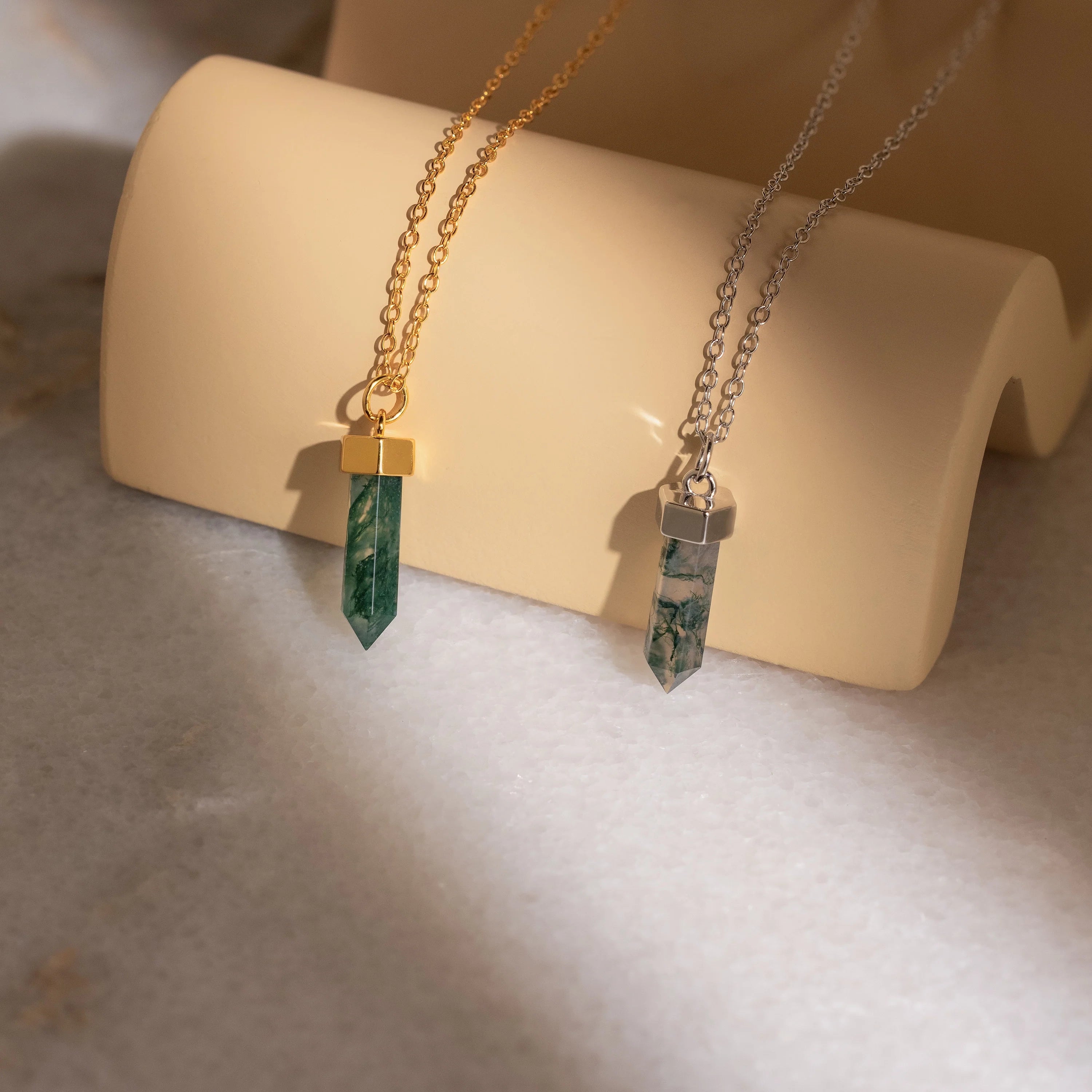 Agate Quartz Necklace Silver 18K Gold Plated