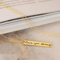 Vertical Handwriting Bar Necklace Silver 18K Gold Plated