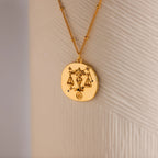 Zodiac Coin Necklace Silver 18K Gold Plated