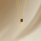 Hermoine Black Enamel Pendant Necklace Silver 18K Gold Plated