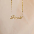 Elegant Pave Name Necklace Silver 18K Gold Plated