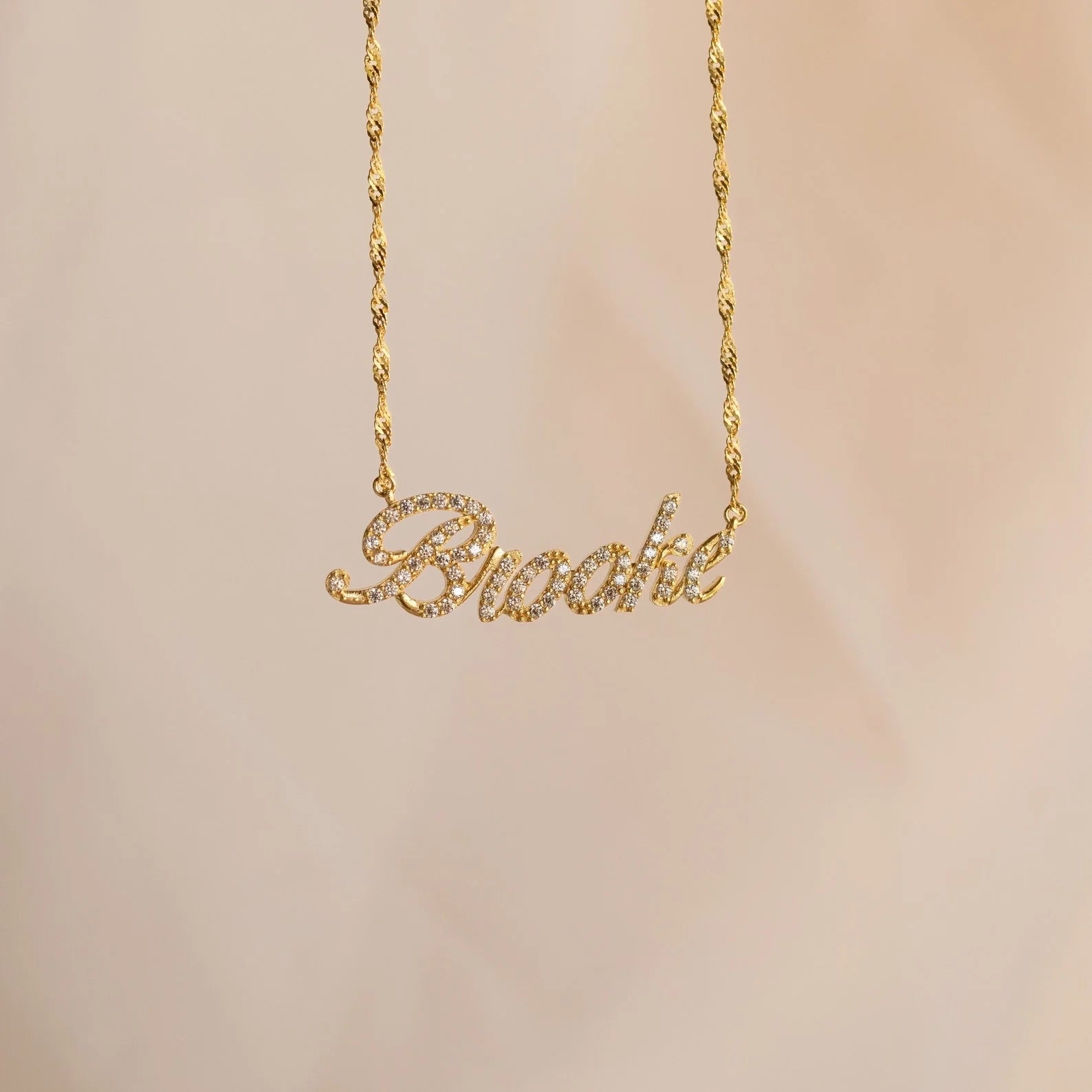 Elegant Pave Name Necklace Silver 18K Gold Plated