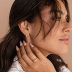 White Opal Inlay Hoops Silver 18K Gold Plated