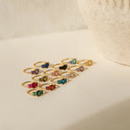 Art Deco Birthstone Ring Silver 18K Gold Plated