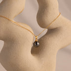 Midnight Pearl Necklace Silver 18K Gold Plated