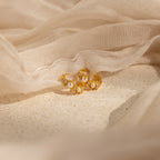 Diamond Pearl Cluster Huggies Silver 18K Gold Plated