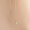 Tiny Opal Heart Necklace  Silver 18K Gold Plated