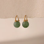 Jade Dome Drop Earrings Silver 18K Gold Plated