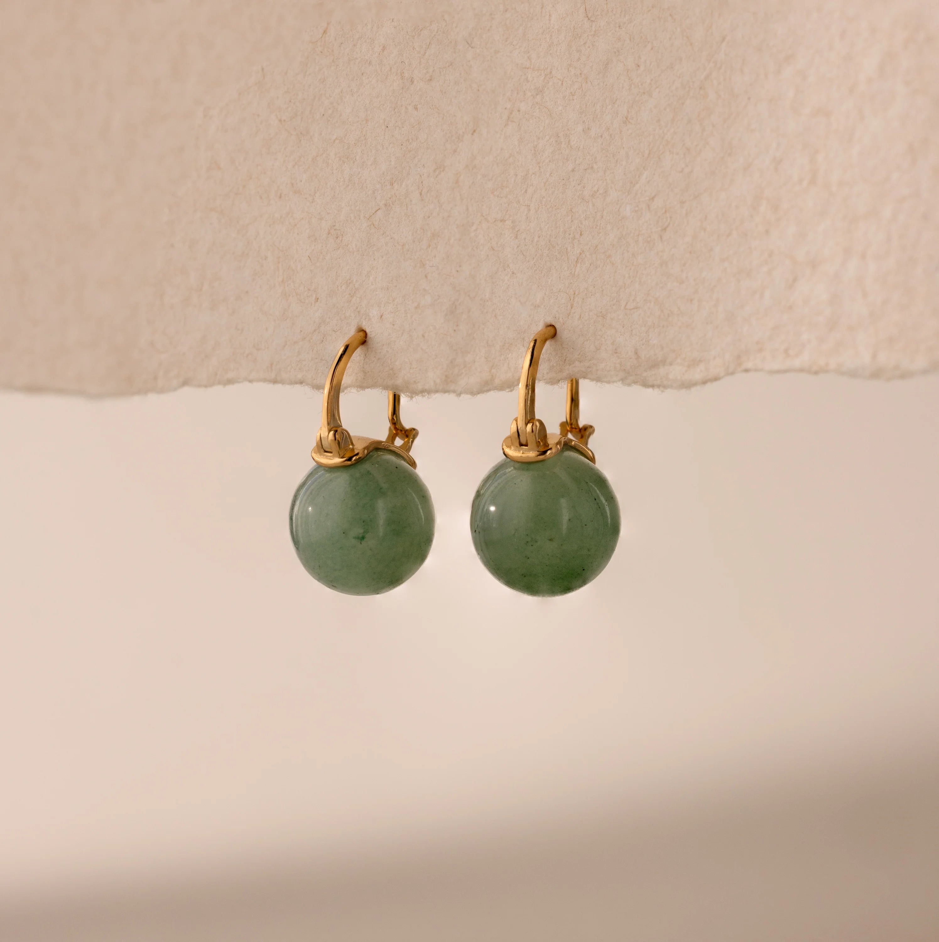 Jade Dome Drop Earrings Silver 18K Gold Plated