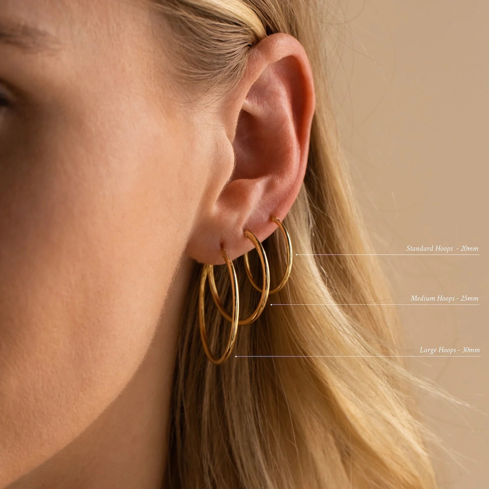 Thin Hoops Set Silver 18K Gold Plated