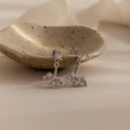 Diamond Starburst Cluster Ear Jackets Silver 18K Gold Plated