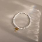 Bow Pearl Bracelet Silver 18K Gold Plated