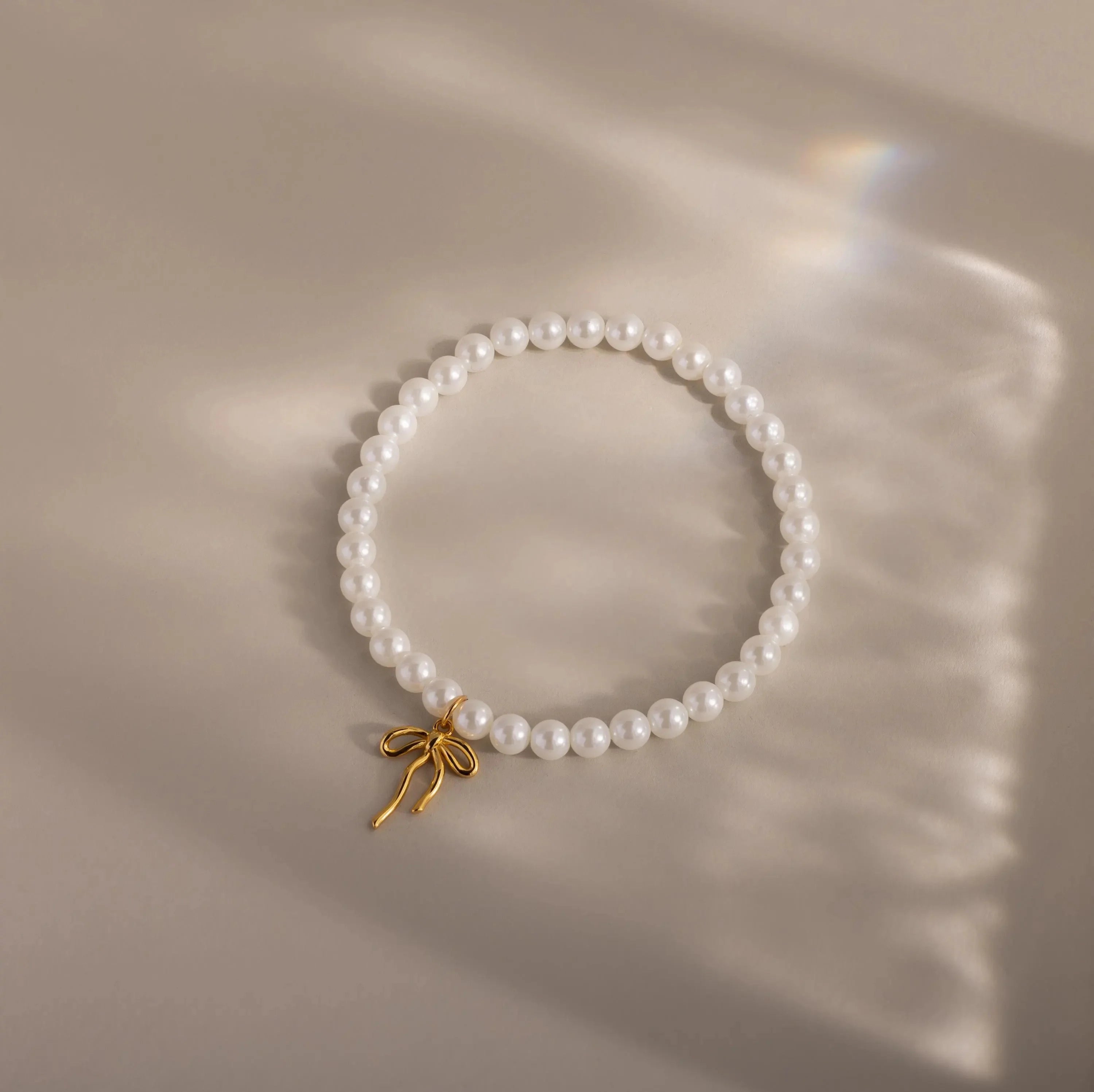 Bow Pearl Bracelet Silver 18K Gold Plated