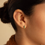 Malachite Inlay Huggies Silver 18K Gold Plated