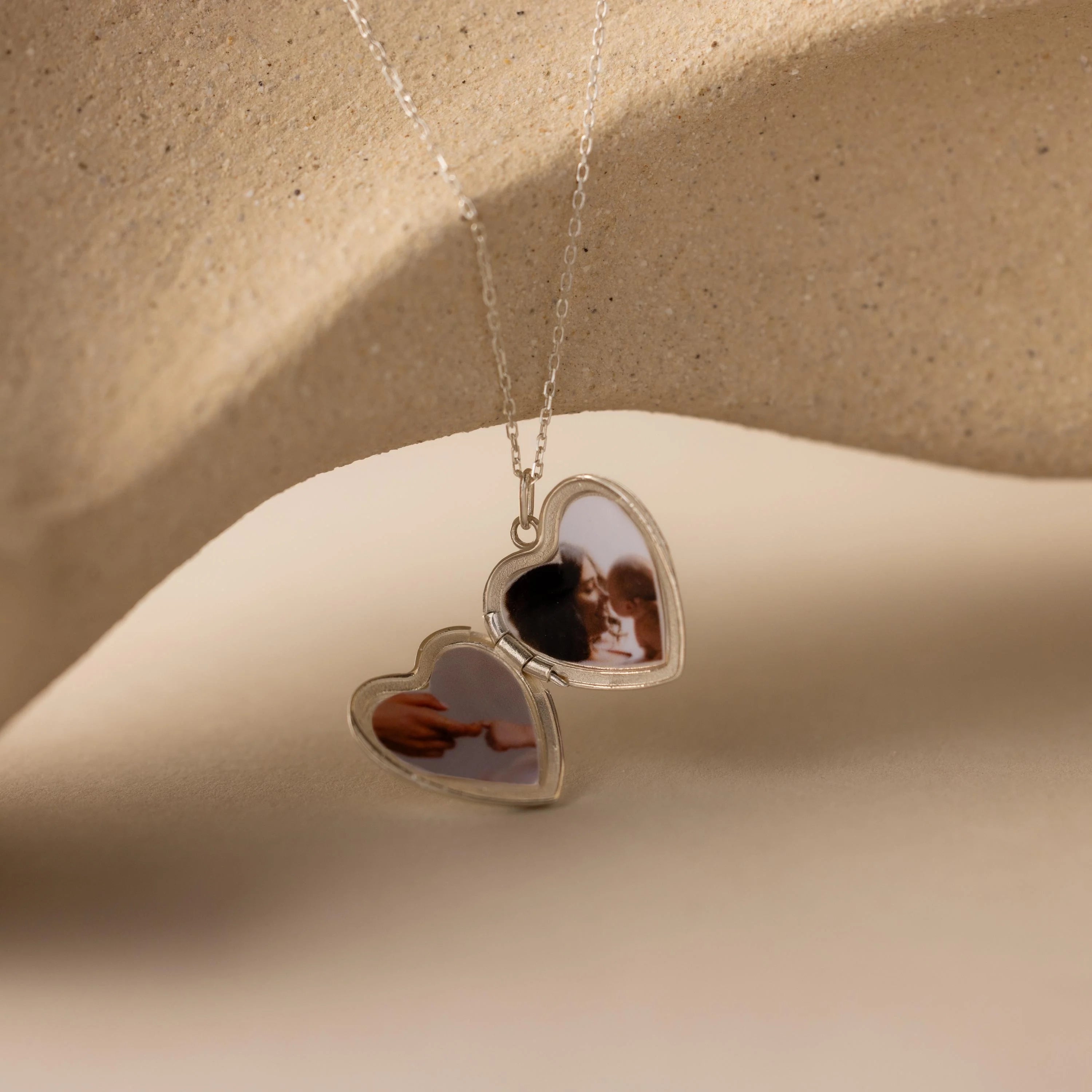 Handwriting Heart Locket Necklace Silver 18K Gold Plated