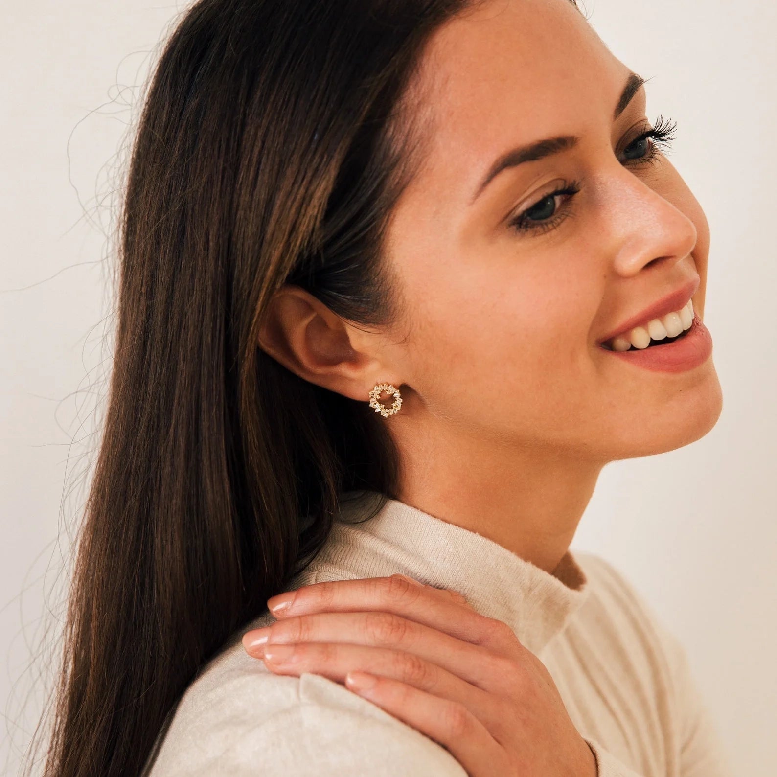 Diamond Reina Cluster Studs Silver 18K Gold Plated