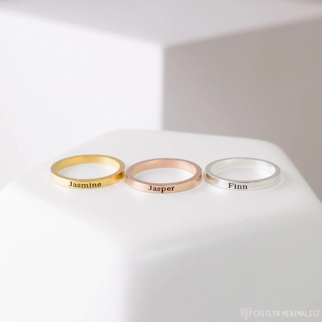 Stacking Name Band Silver 18K Gold Plated