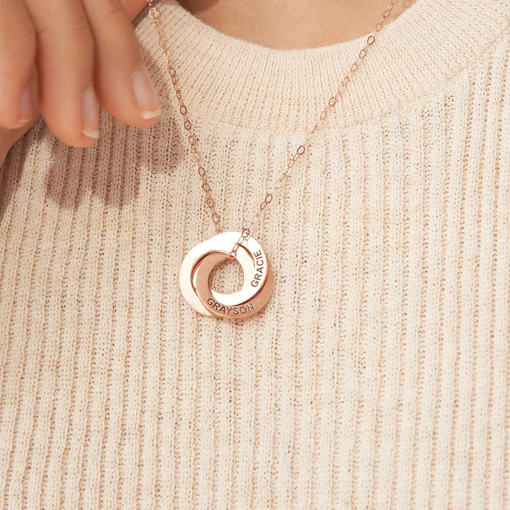 Interlocking Family Necklace Silver 18K Gold Plated