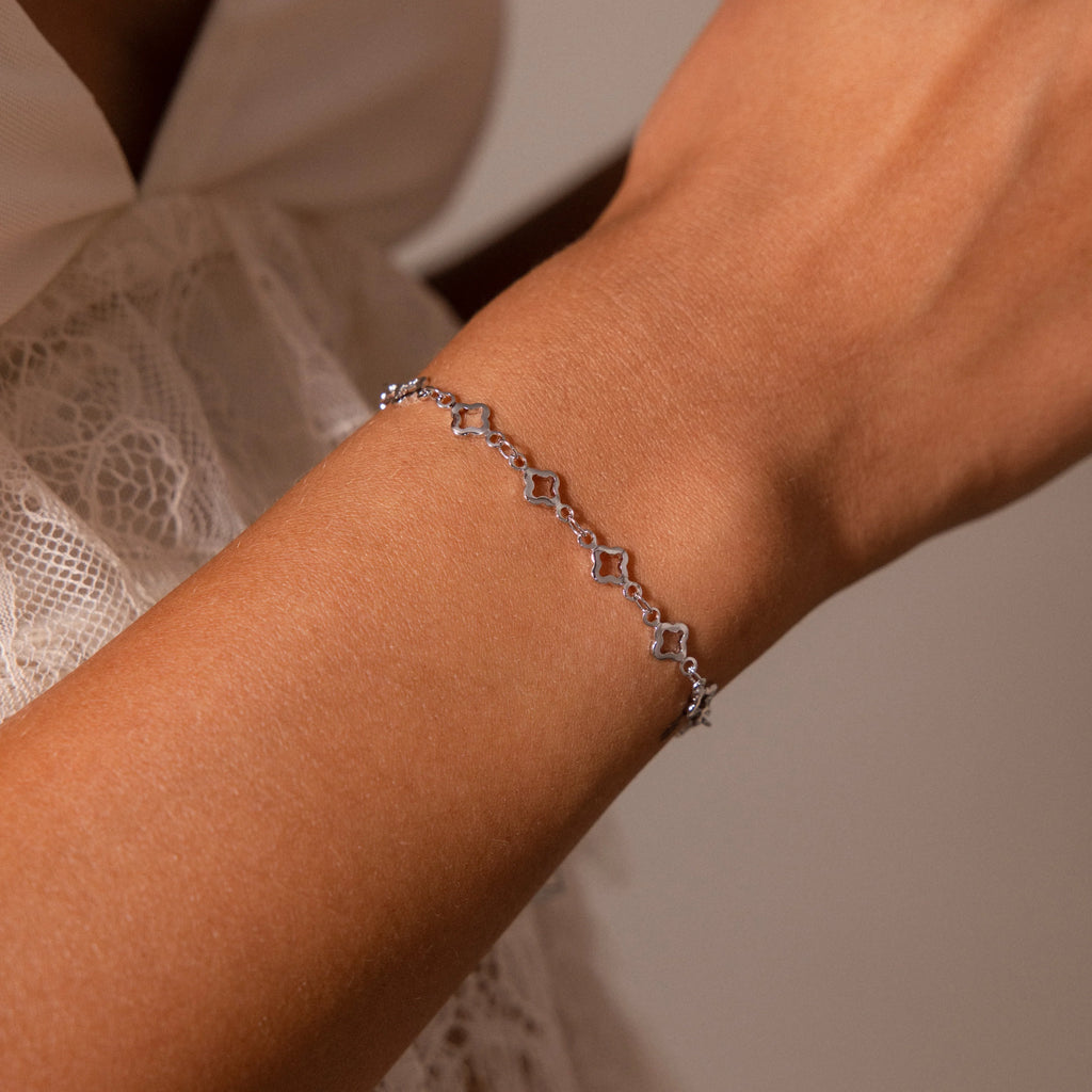 Clover Station Bracelet Silver 18K Gold Plated