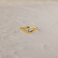 Aquamarine Drop Curve Ring Silver 18K Gold Plated