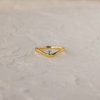 Aquamarine Drop Curve Ring Silver 18K Gold Plated