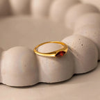Marquise Birthstone Signet Ring Silver 18K Gold Plated