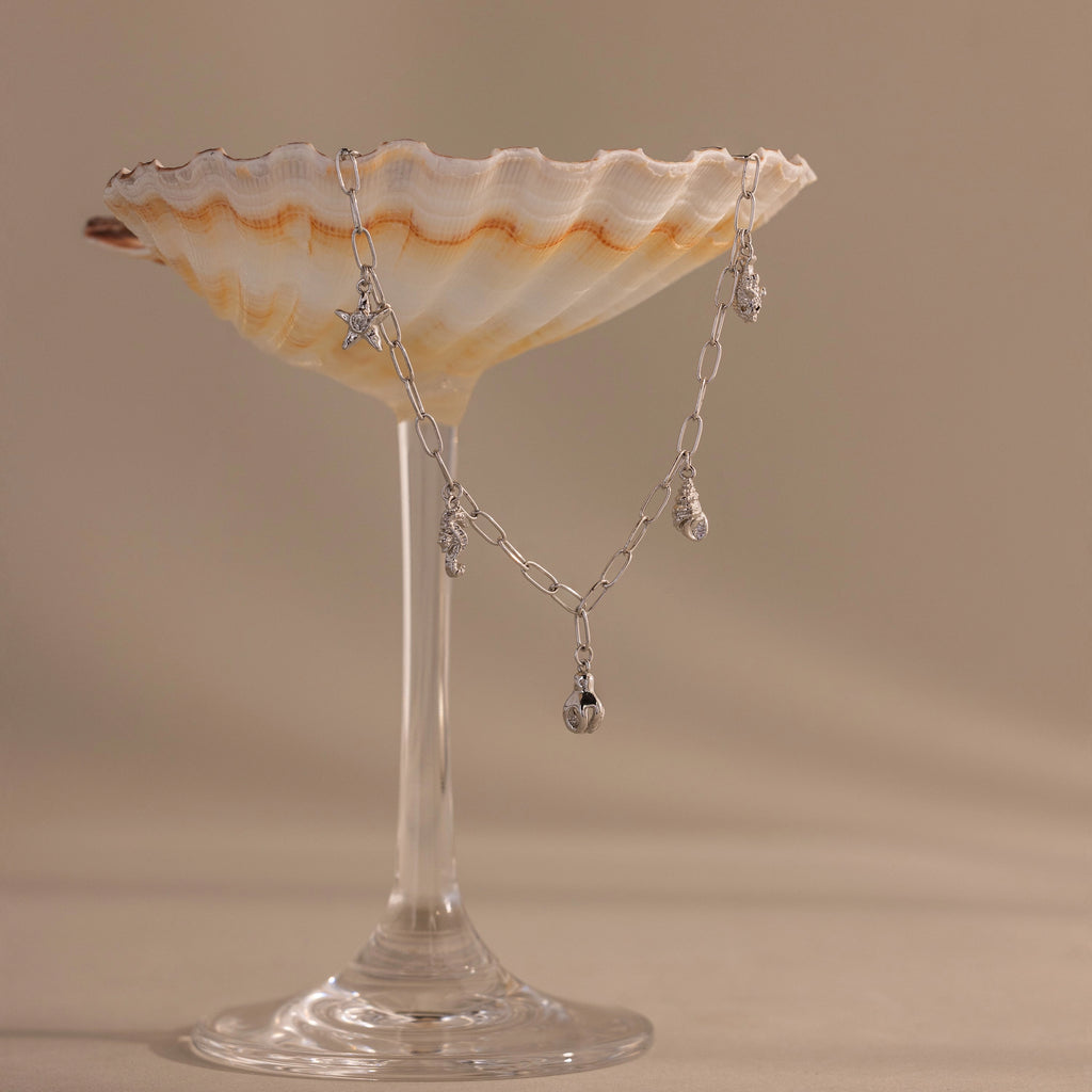 Ocean Charm Necklace Silver 18K Gold Plated
