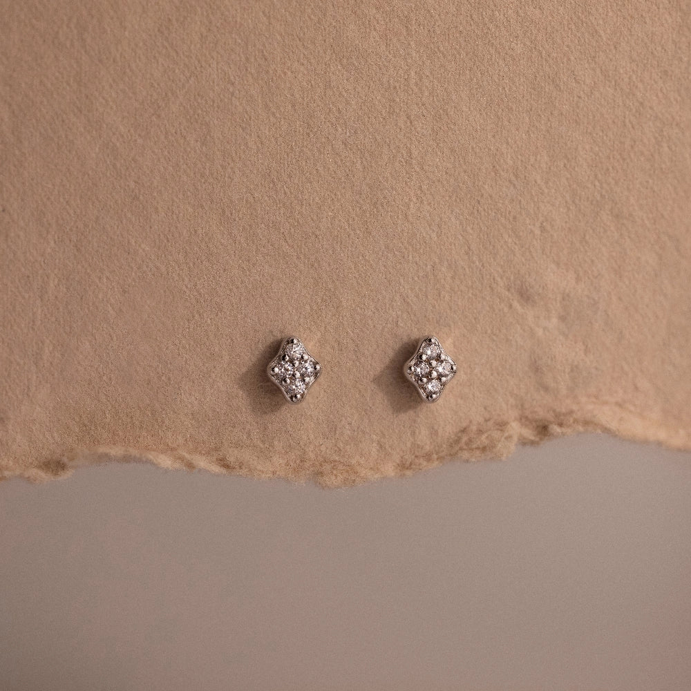 Diamond Geometric Studs Silver 18K Gold Plated