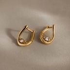Diamond Teardrop Hoops Silver 18K Gold Plated