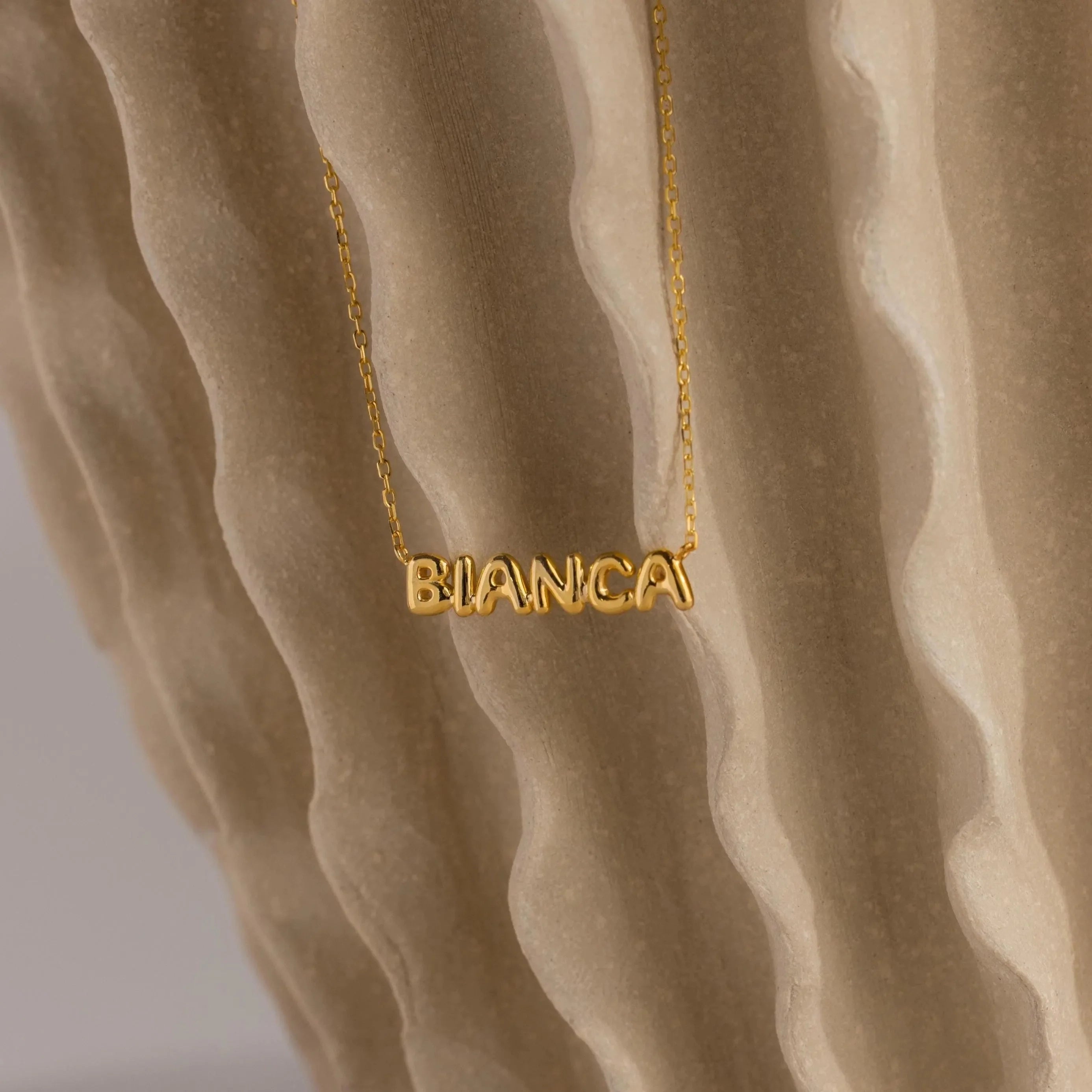 Tiny Bubble Name Necklace Silver 18K Gold Plated