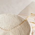 Pearl & Paperclip Chain Necklace Silver 18K Gold Plated
