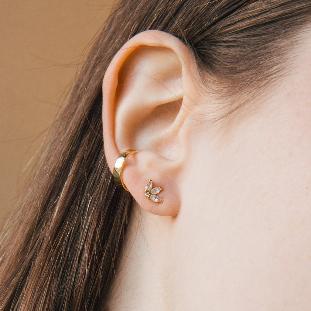 Arya Petal Studs Silver 18K Gold Plated