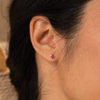 Raindrop Garnet Studs Silver 18K Gold Plated
